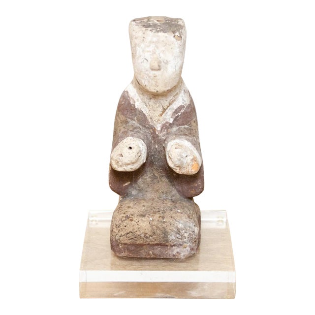 Antique Painted Chinese Pottery Figure For Sale