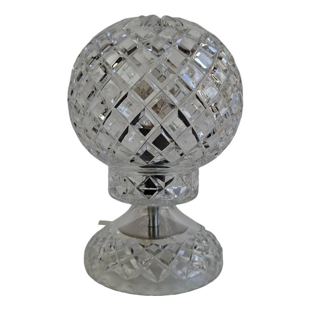 Mid-Century Modern Bohemian Czech Cut Crystal Table Lamp, 1970 For Sale