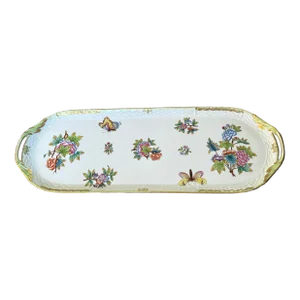 Herend Queen Victoria Green Large Porelain Sandwich Tray