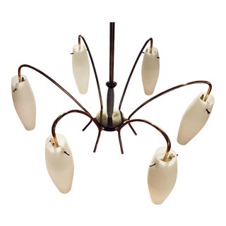 1960s Minimalistic Mid-Century Brass Sputnik Chandelier For Sale