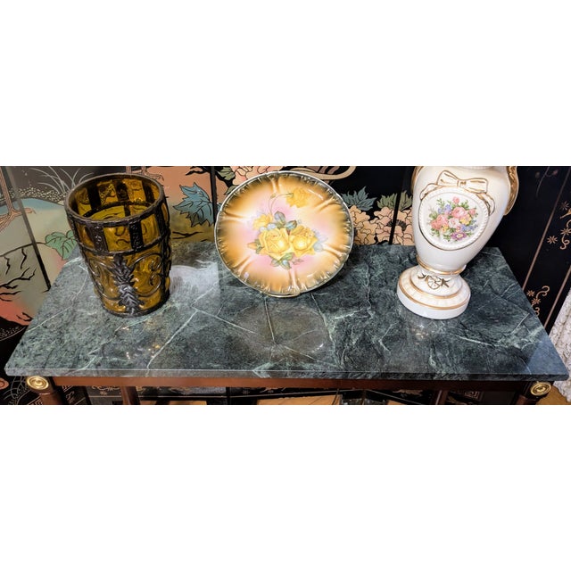 1990s Bombay Company Mahogany & Green Marble Console + Side Tables (4‑Piece Set) For Sale - Image 6 of 10