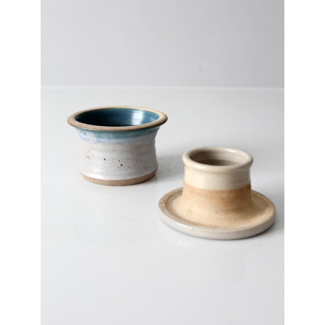 Vintage Handmade Studio Pottery Butter Keeper For Sale - Image 4 of 15