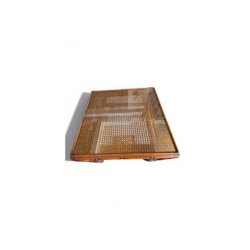 Vintage Bamboo Display Cabinet with Vienna Straw and Glass Shelves For Sale - Image 6 of 10