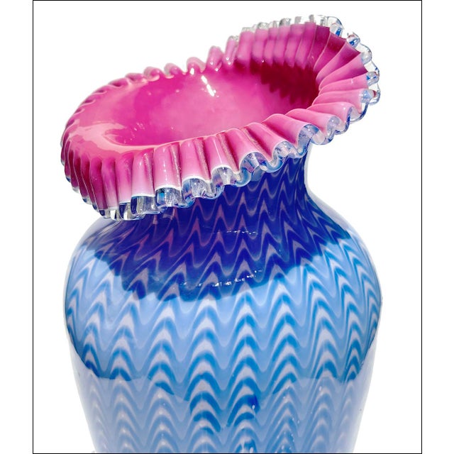 English 19thC Stevens & Williams Rare Osiris Pattern Antique Art Glass Vase For Sale - Image 3 of 7