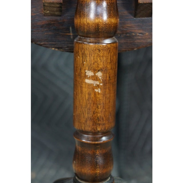 Vintage Federal Style Teak Stenciled Round Tilt Top Side Accent Table For Sale - Image 13 of 17