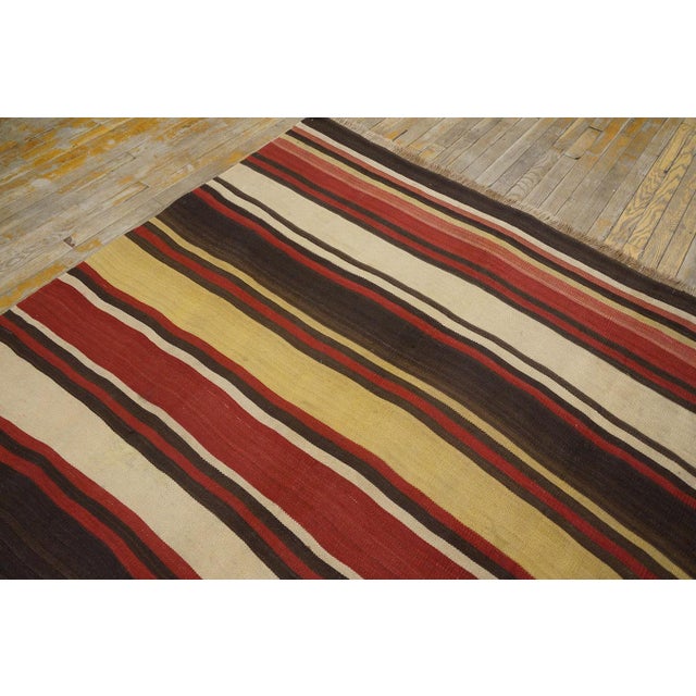 1900s Multicolor Stripe Kilim Antique n.w. Persian Flat-Weave Rug 6' X 10'8" Wool Carpet For Sale - Image 4 of 6