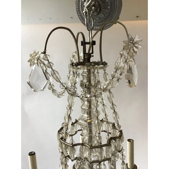 1940s French 6-Arm Crystal Chandelier For Sale - Image 9 of 13