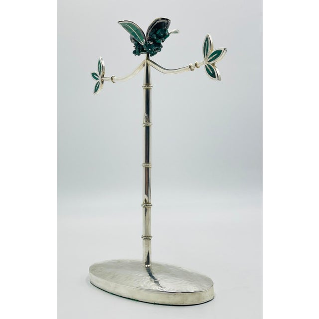 Silver Rare Emilia Castillo Silver-Plated Malachite Jewelry Holder, Mexico, 1980s For Sale - Image 8 of 18