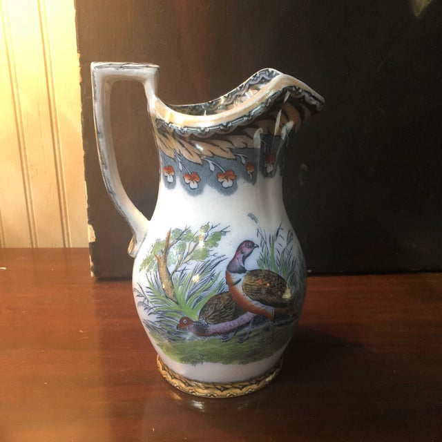 Rare Victorian Lustre Pitcher in The rarely seen pattern, “British and Foreign Birds”. Manufactured by J & M. P. Bell &...