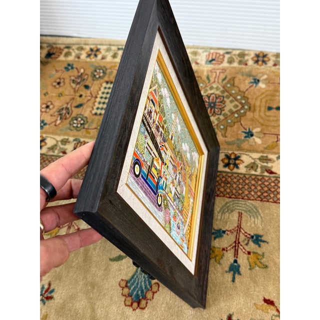 Coastal Thai Benjarong Porcelain Picture in Frame For Sale - Image 3 of 13
