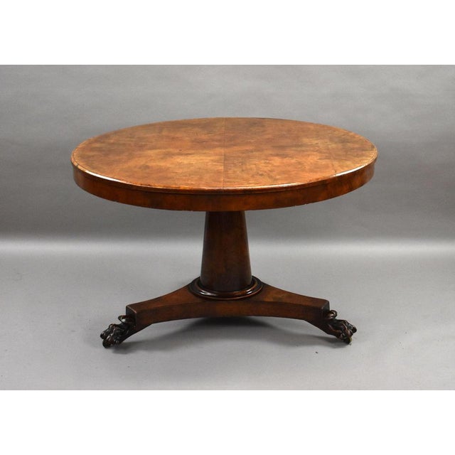 Wood Regency Burr Elm Circular Breakfast Table, 1820 For Sale - Image 7 of 8