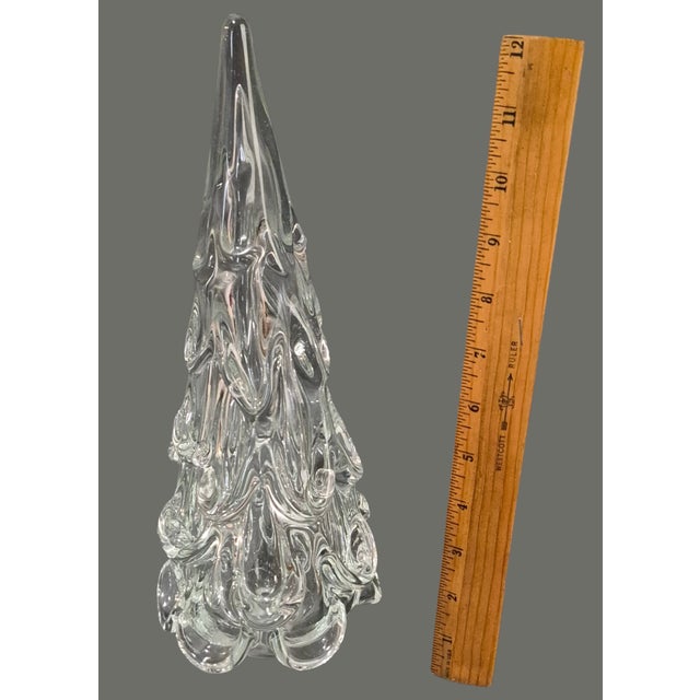 Hand Blown Italy Art Glass Clear Christmas Tree 12'' High For Sale - Image 6 of 10