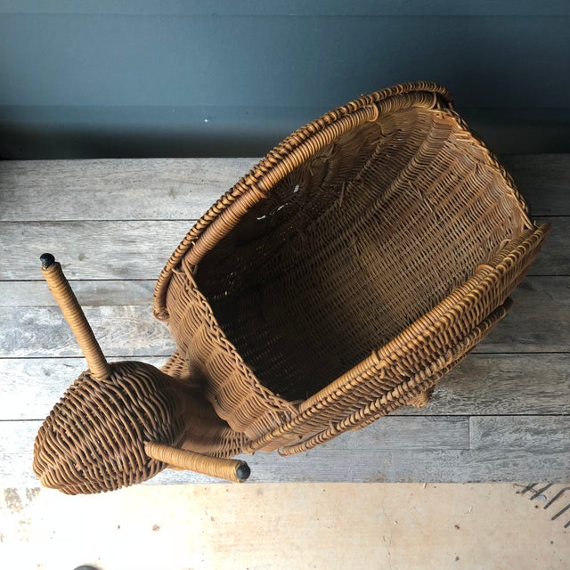 Vintage Wicker Snail Magazine Holder Basket Chairish