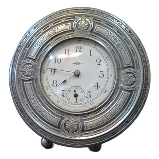 Late 19th Century American Sterling Framed Vanity Clock For Sale