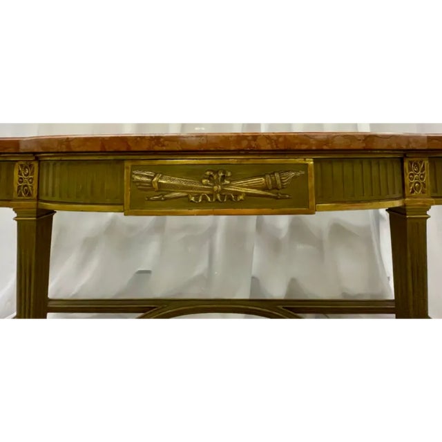 1930s Maison Jansen Coral Marble Top Console For Sale - Image 12 of 12