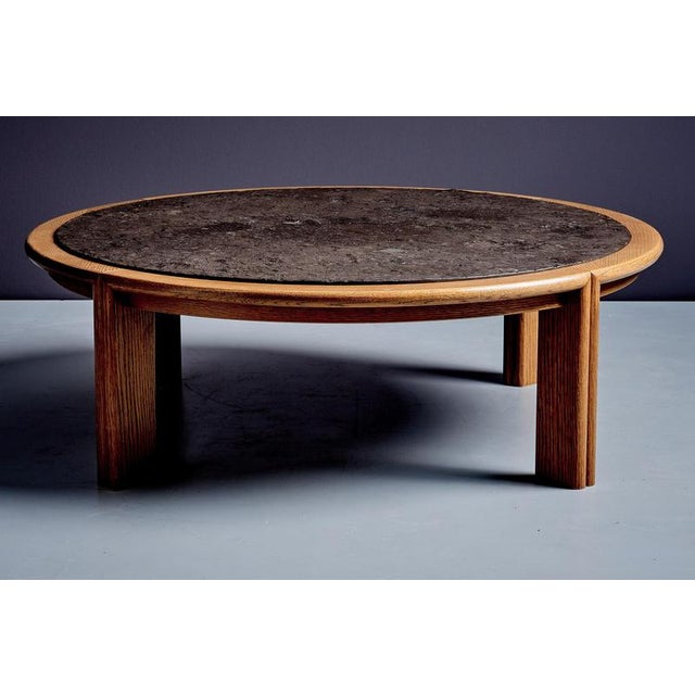 1970s Narrow Oak Coffee Table with Slate Insert, France, 1970s For Sale - Image 5 of 10