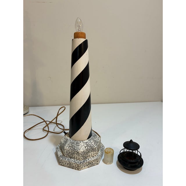 Vintage Wooden Cape Hatteras Lighthouse Lamp For Sale In Philadelphia - Image 6 of 10