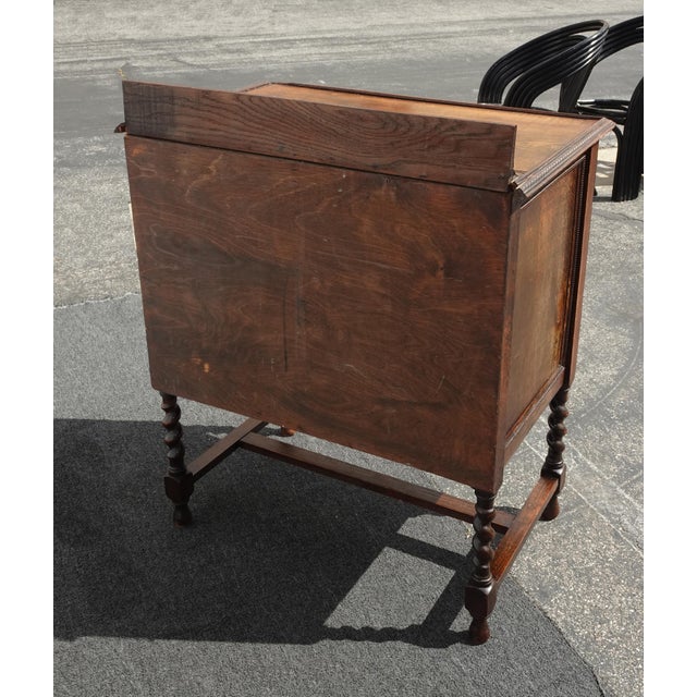 Vintage Mission Barley Twist Oak Server Cabinet ~ Sideboard Buffet Side Table For Sale - Image 14 of 14