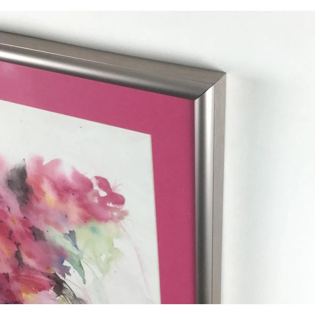 1990s Modern Abstract Artisanal Framed Watercolor Painting For Sale - Image 5 of 10