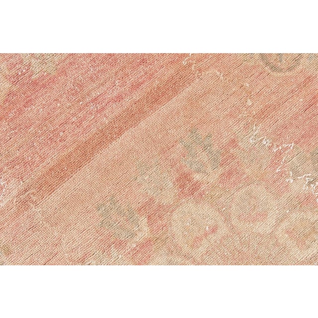 Pink 1960s Vintage Turkish Handmade Pink Medallion Floral Wool Runner For Sale - Image 8 of 9