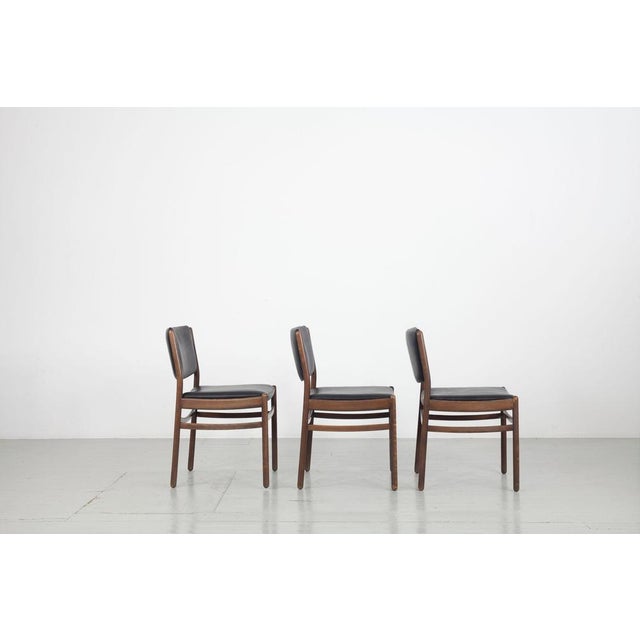 Wooden Chairs with Leatherette Upholstery, Italy, 1960s, Set of 3 For Sale - Image 3 of 18