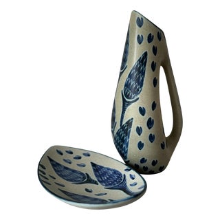 Large Plate and Jug Lupin by Einar Johansen Søholm for Søholm, 1960s, Set of 2 For Sale