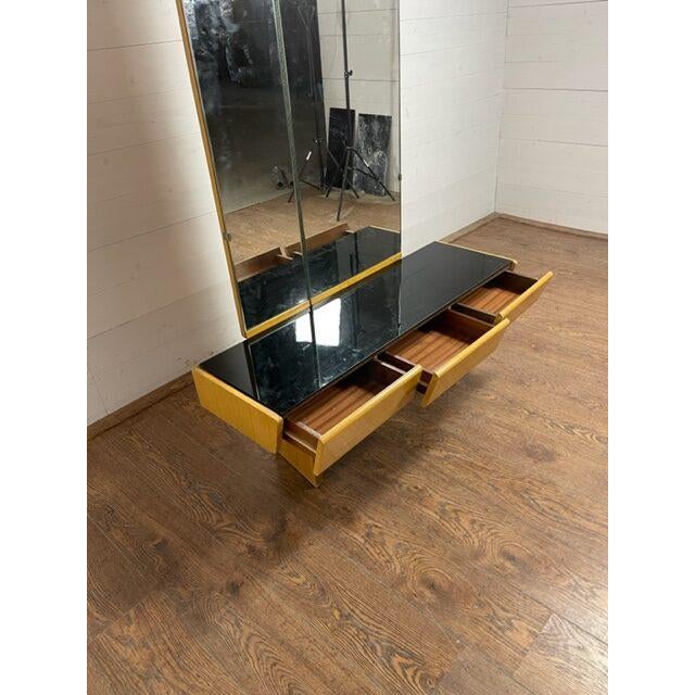 Vintage Retro Sideboard with Mirror made by Jitona, 1968 In good original condition with original compagny sticker Black...