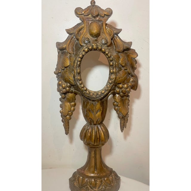 Religious Large Antique 1600's Hand Carved Gilt-Wooden Religious Relic Stand Sculpture Art For Sale - Image 3 of 14