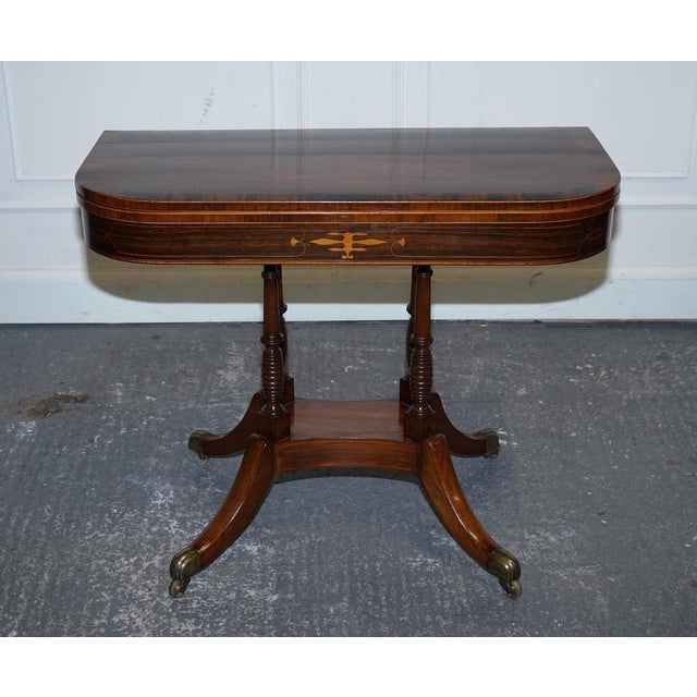 Georgian Folding Games Table with Brass Castors For Sale - Image 3 of 18