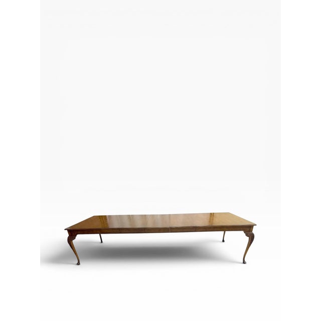 Brown 1990s Baker Furniture Stately Homes Walnut Extendable Dining Table For Sale - Image 8 of 14