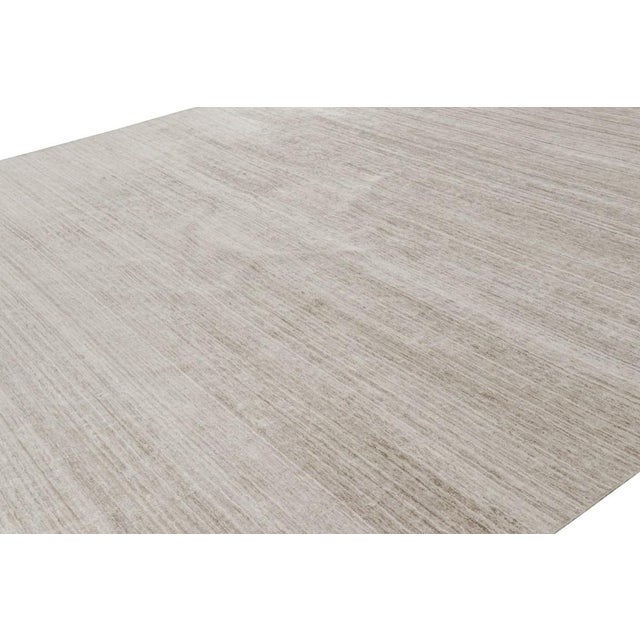 Contemporary Rug & Kilim’s Oversized Textural Rug in Solid Beige and White Tones and Striae For Sale - Image 3 of 8