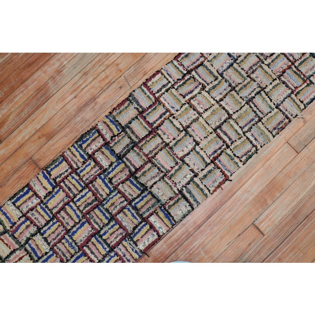 Skinny Vintage American Hooked Runner - 1'6" x 11'7" For Sale - Image 13 of 18