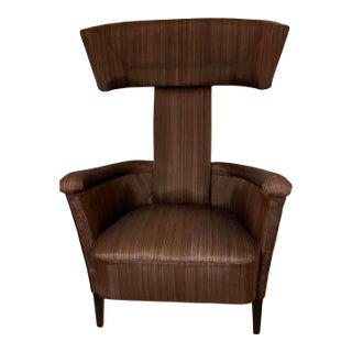1960s Mid-Century Italian Attributed to “Gio Ponti” Chair With Upholstered Brown Horse-Hair Fabric For Sale