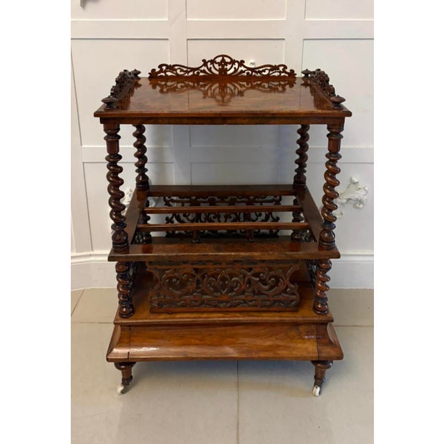 Antique Victorian Burr Walnut Canterbury Magazine Rack, 1860 For Sale - Image 13 of 13