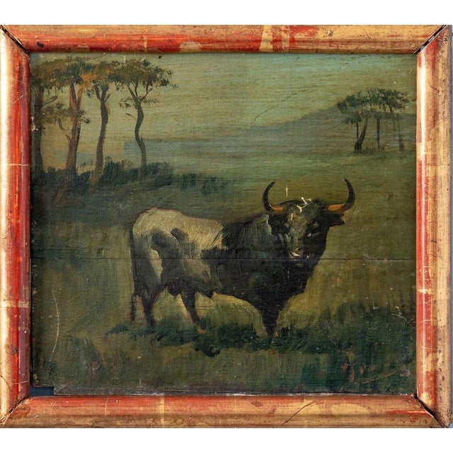 French School Artist, The Camargue Bull, Oil Painting on Board, 19th Century For Sale - Image 5 of 8