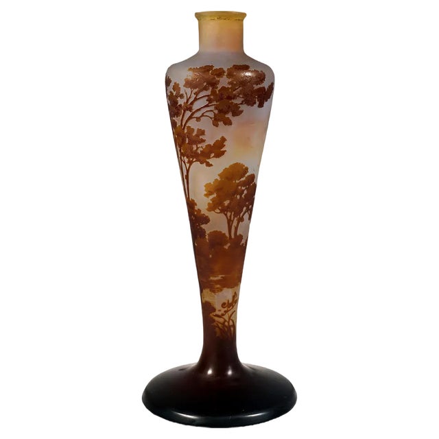 Art Nouveau Cameo Vase with Seascape Decor from Émile Gallé, France, 1904, 1890s For Sale