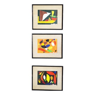 Irene Hartlmayer, Mid-Century Modern Abstract Compositions, 1966, Gouache, Framed, Set of 3 For Sale