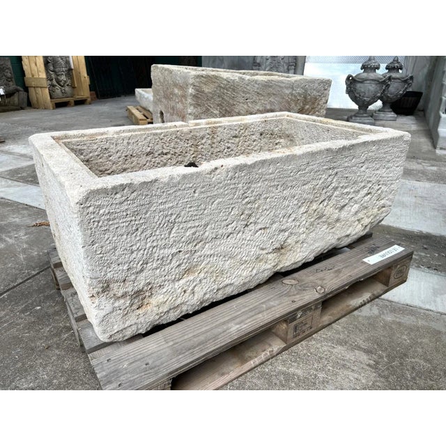 19th Century French Limestone Trough With Recessed Interior Molding For Sale - Image 10 of 10