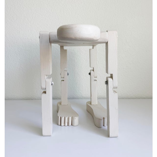 Cream Articulating Painted Wood Mannequin Side Table, Late 20th Century For Sale - Image 8 of 12