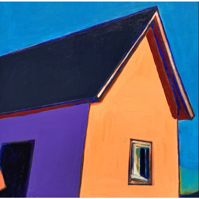 Pop Art Untitled House in Moonlight, Oil Painting by Elizabeth Payne b.1948 For Sale - Image 3 of 12