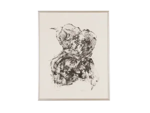 Detlef Hagenbäumer, Rose, Black & White Woodcut, Framed