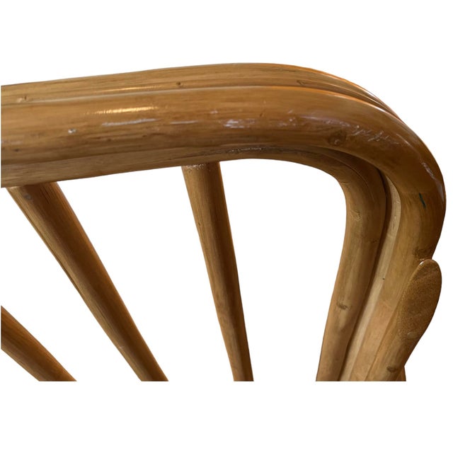 1970s Vintage Paul Frankl Style Rattan 3/4 Pretzel Sofa For Sale - Image 4 of 11