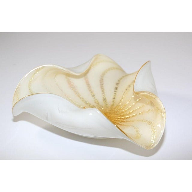 Alfredo Barbini Murano Gold Aventurine Art Glass Bowl Flower Form Italy 1950s For Sale - Image 14 of 18