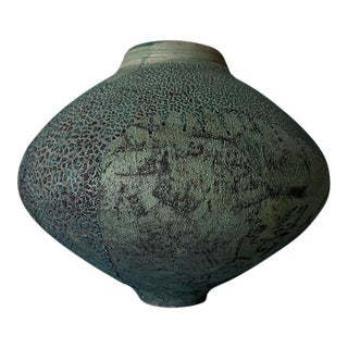 1984 Vintage Signed Raku Studio Pottery Vase For Sale