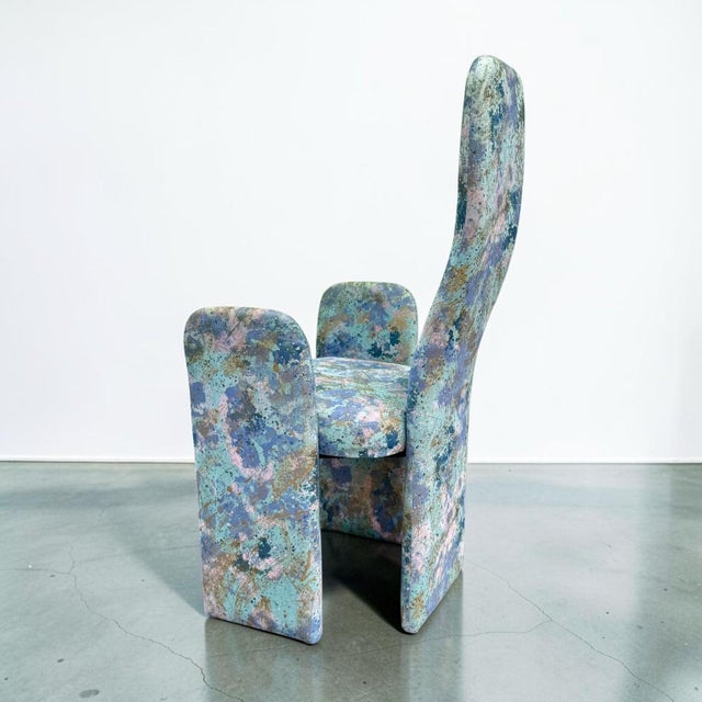 Postmodern Sculptural High-Back Dining Chairs in Abstract Upholstery, Set of 6 For Sale - Image 14 of 15