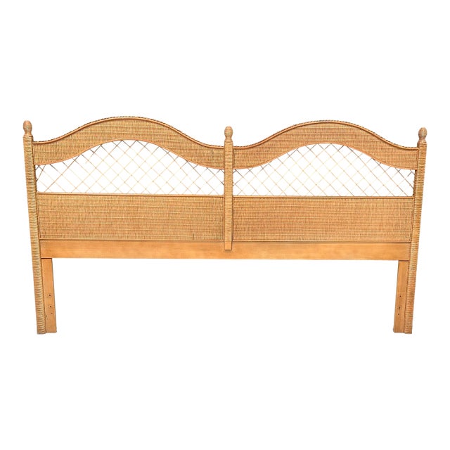 Henry Link Lexington King Size Double Arch Rattan Headboard For Sale
