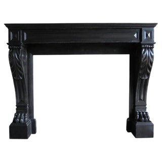 19th Century French Napoleonic Black Marble Fireplace For Sale