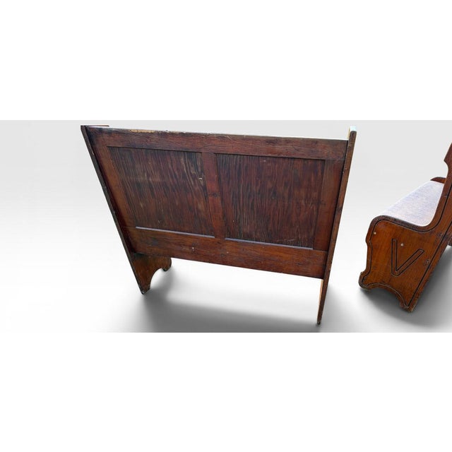 Pair of Antique Architectural Church Pew Benches, Turn of the Century Country Pine Two-Seater Settles For Sale In Portland, ME - Image 6 of 16