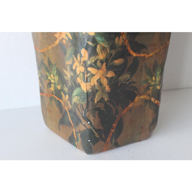 R Pulvermacher Art Nouveau Paper Mache Floral Wrapped Wastebasket Vintage For Sale - Image 17 of 18