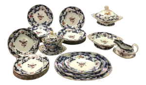Antique English 1845 Polychrome Minton Dinner Service for 6